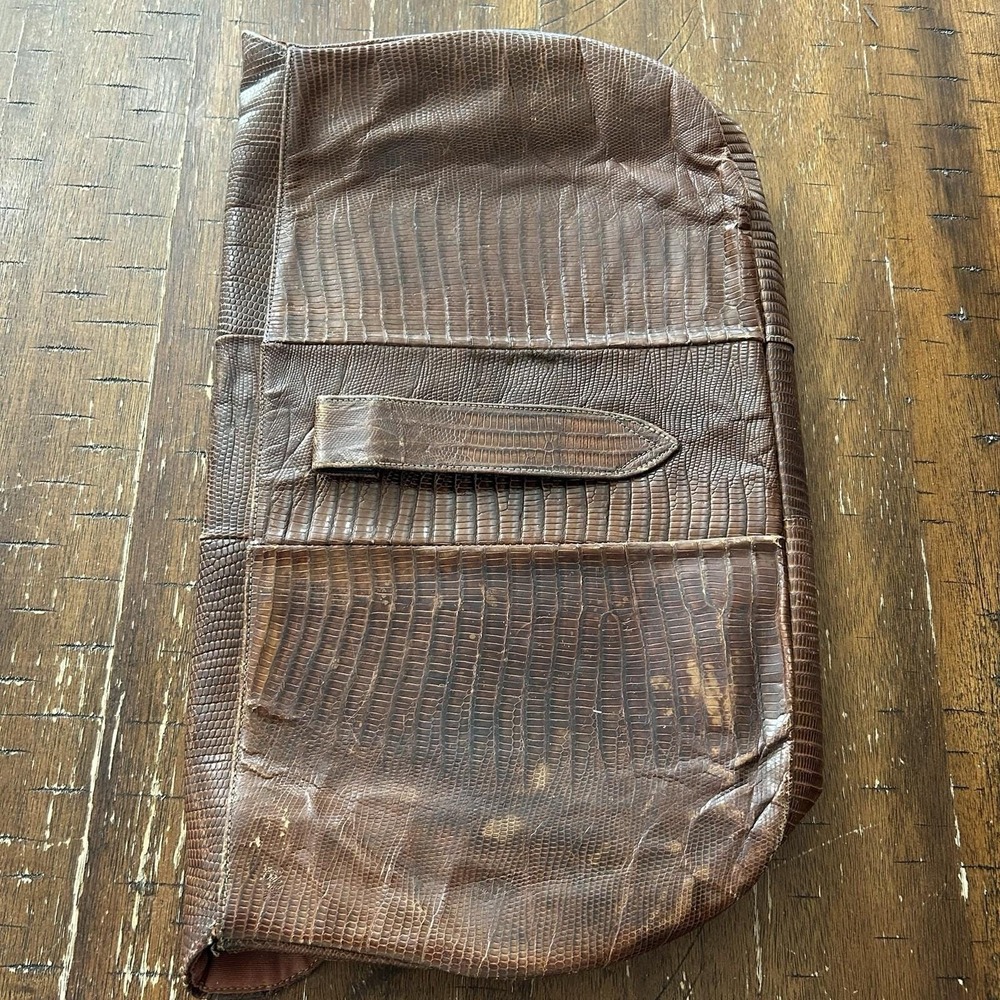 Vintage By Yvette New York Genuine Leather Lizard Skin Clutch Bag Brown - Picture 11 of 11